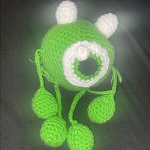 Green and White Crochet Mike Wazowski